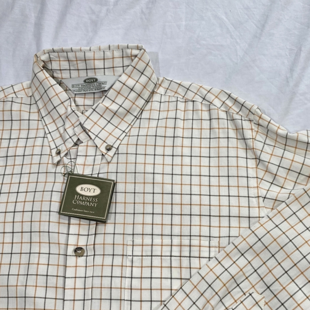 NWT Boyt Classic 100% Cotton Tattersail Long Sleeve Button Down Shirt. XL